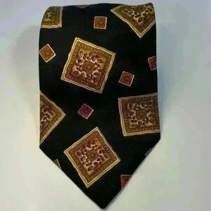 Burberrys of London 100% Silk Black Brown Squares Tie Vintage